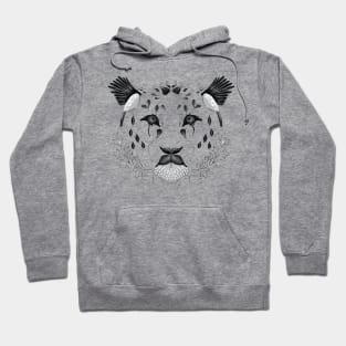 Leopard Face Symmetrical Design Combining Flora and Fauna Hoodie